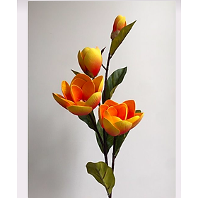 Mua Hoa mộc lan giả - 1 cành 3 bông - dài 80cm - Cây giả  hoa lụa Decor trang trí nhà cửa