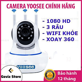 Camera wifi trong nhà Yoosee Z02T 2.0 Full HD, 3 râu, xoay 360 độ , tương tác 2 chiều, hỗ trợ thẻ nhớ lên đến 128G, cảnh báo chuyển động – Hàng nhập khẩu