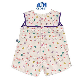 Bộ quần áo Ngắn bé gái họa tiết Thỏ Tím Lông Xù cotton - AICDBGEDVZUQ - AIN Closet