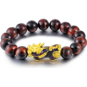 Vòng tay đá mắt hổ đỏ mix tỳ hưu đổi màu MS309U - 8 li