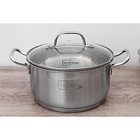 Mua Nồi 5 đáy inox 304 bếp từ cao cấp Fivestar Plus nắp kính   dùng tốt mọi bếp   size 16/18/20/24cm - Shop Bếp Xinh