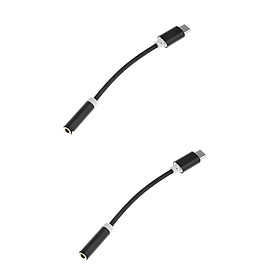 2Pack USB-C Type C to 3.5mm M/F Plug Headphone MIC Audio Adapter Cable Black