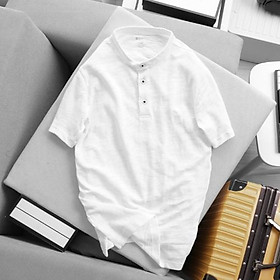 Áo thun cổ trụ Simple & Basic, thun co giãn, thấm hút mồ hôi, mau khô, mềm mịn, màu trắng