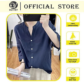 Áo sơ mi nữ cổ trụ tàu , tay lỡ vải đũi mềm form chuẩn phong cách hàn quốc cao cấp Đũi Việt