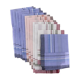 Hình ảnh sách Pack of 12 Plaid Pattern Handkerchiefs Soft Square Pocket Towel for Men