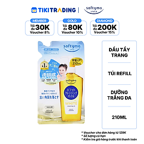 Dầu tẩy trang dưỡng trắng da SOFTYMO (túi refill) (210 ml/túi)