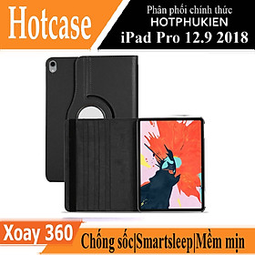 Case bao da xoay 360 độ cho iPad Pro 12.9 2018 hiệu HOTCASE chống sốc cực tốt, bảo vệ 360 độ, trang bị tính năng smartsleep - hàng nhập khẩu - Màu đen