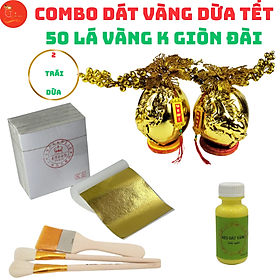 Mua  DÁT VÀNG DỪA ĐẸP NHẤT  Combo Dát vàng 2 trái dừa chưng Tết 50 lá K GIÒN ĐÀI đẹp nhất trong các loại lá dát vàng
