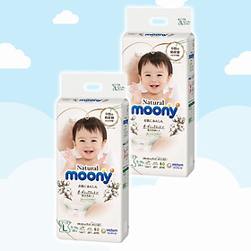 Combo 2 Bỉm - Tã dán Moony Natural size L 38 miếng (Cho bé 9 - 14kg)