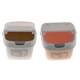 2 Pcs Kitchen Rice Container Detergent Pet Food Storage Box Gray &amp; Orange