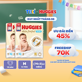 Combo 2 Tã/bỉm dánHuggies Skincare Super Jumbo M76+3/L68/XL60/XXL54