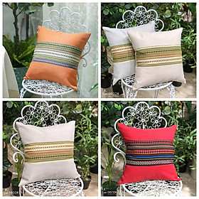 Mua Vỏ gối tựa sofa  trang trí nhà cửa mẫu đơn sắc mix thổ cẩm sang trọng