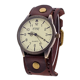 Vintage Bracelet Watch PU Leather Wide Leather Strap for Men Comfortable Black