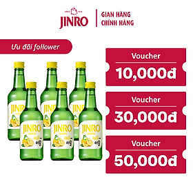Soju Hàn Quốc JINRO VỊ CHANH VÀNG 360ml - Combo 6 chai