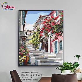 Mua Tranh sơn dầu số hóa tự tô màu theo số Nấc thang mùa hè hoa giấy PC4032