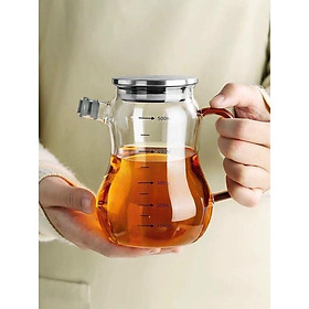 Mua Bình đựng gia vị lỏng  dầu ăn  mắm  dầu oliu... Nắp inox tre 500ml dáng hồ lô