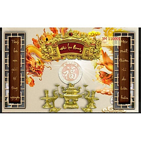 Mua tranh lụa dán bàn thờ trang trí phòng thờ 3d KT 1m2 x 0.8m