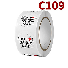 Cuộn 500 tem Sticker Thank you in màu tự dính - Tem cảm ơn siêu dễ thương nền trắng