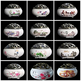 Mua LƯ XÔNG TRẦM ĐỐT NHANG GỐM SỨ  CHỌN MẪU  LHSU32 TẶNG 3 NỤ TRẦM TẤM CÁCH NHIỆT CAO 7CM