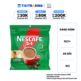Cà phê Hòa tan NESCAFÉ VỊ RANG ĐẬM Bịch 46 gói Đậm Thơm Hoàn Hảo