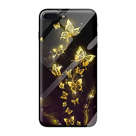 Ốp kính cường lực cho iPhone 7 Plus nền bướm vàng 1 - Hàng chính hãng