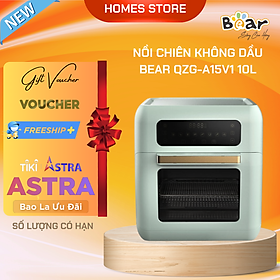 Nồi Chiên Không Dầu BEAR QZG-A15V1 Cách Nhiệt, Giảm Độ Ồn, 8 Chương Trình Chiên Tự Động, Dung Tích 10 Lít Công Suất 1500 W - Hàng Chính Hãng