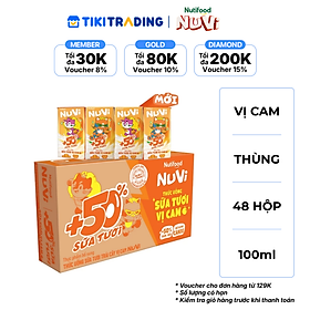 Thùng 48 hộp Thức Uống Sữa Tươi Trái Cây Tươi NuVi Vị Cam 110ml - Tăng Cường Chiều Cao, Phát Triển Trí Não