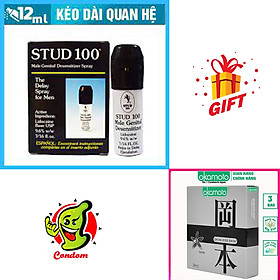 Hình ảnh Chai xịt chống xuất tinh sớm Stud 100 Male Genital Desensitizer Kéo Dài Thời Gian Quan Hệ + Bao Cao Su Okamoto 3 Cái - Hàng Chính Hãng 100% - Che Tên Sản Phẩm