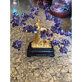 Tượng Cây Phong Thủy Thạch Anh Tím Tự Nhiên Size Nhỏ Vừa để bàn Cao 25cm Ngang 25cm Dầy 7cm hợp mệnh hỏa mệnh thổ ạ