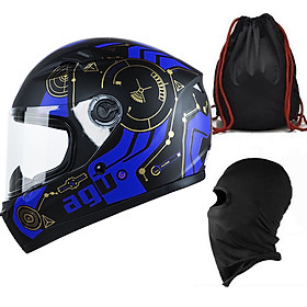 Mũ Bảo Hiểm Đẹp Fullface AGU Tem 43 + Khăn Ninja + Tặng kèm túi đựng nón chống trầy_ Nhiều màu _ Nón Fullface _ Kính trà