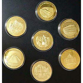 Mua Bộ 7 Đồng Xu Kì Quan Thế Giới Vàng Đẹp Lung Linh