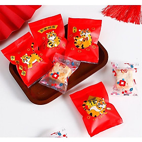 Túi đựng bánh cookie, túi đựng bánh quy hổ đỏ xấp 100cái