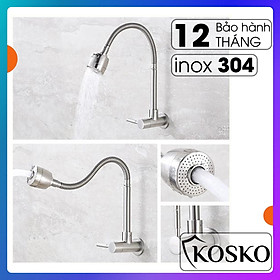 Mua Vòi nước rửa chén bát Inox 304 Cắm Tường Cần mềm - Bát sen 1 Đường Nước (bảo hành 12 tháng)