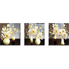 Mua TRANH THÊU CHỮ THẬP 3D BÌNH HOA 3 BỨC 128x45cm