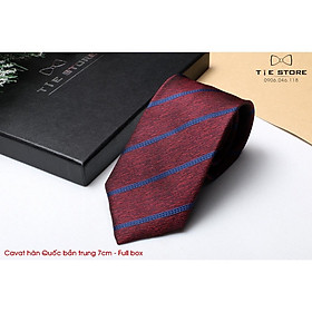 Cà Vạt Hàn Quốc bản trung 7cm Cao cấp kèm hộp - đỏ kẻ
