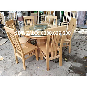 Bàn ăn tròn xoay gỗ sồi nga
