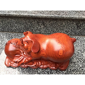 Mua Tượng con heo trang trí  hút tài lộc bằng gỗ hương đá liền khối kt 30×14×13cm