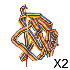 2xDance Ribbon Gym Rhythmic Art Gymnastic Streamer Twirling Rod Colorful
