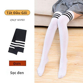Tất đùi dày dặn qua đầu gối dễ thương coplay hàn quốc sọc trắng đen
