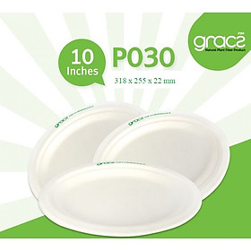 Dĩa giấy hột xoài bã mía Thái Lan 10 inch (10 cái/xấp) - thương hiệu Gracz