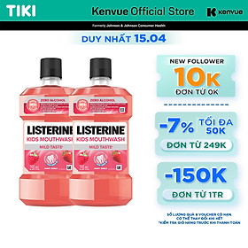 Bộ 2 Nước Súc Miệng Listerine Kids Mouthwash with berry shield Dành Riêng Cho Trẻ Trên 6 Tuổi 250ml/chai