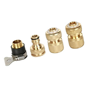 4pcs Garden Hose Quick Connect Brass Fitting Water Hose Connectors 3/4 Inch