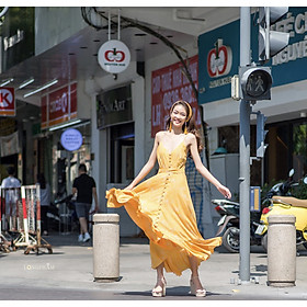 ĐẦM MAXI 2 DÂY CAO CẤP NÚT BỌC 4 MÀU