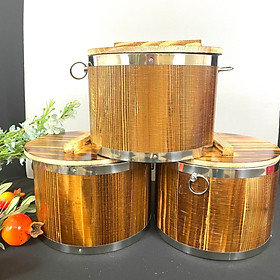Mua Thùng GỖ làm TÀU HỦ  THỐ ĐỰNG CƠM vỏ thùng GỖ ruột INOX. Dụng cụ dùng làm NỒI Ủ ĐẬU HỦ  trữ GẠO đựng chứa trữ thực phẩm