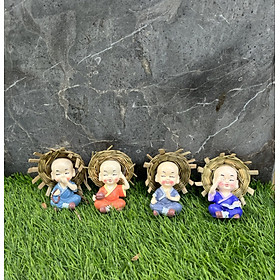Mua Bộ 4 tượng chú tiểu tứ đội nón rơm
