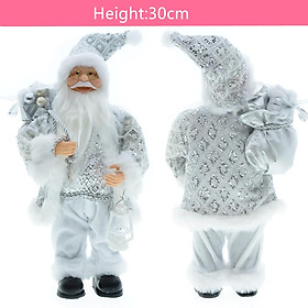 30cm Standing Santa Doll Christmas Figure Toy Statue Ornament Sculpture for Party Table Holiday Home Decoration