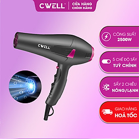 Máy sấy tóc công suất lớn CWELL 2500W, 3 chế độ nhiệt 2 chế độ gió, tạo kiểu tóc Chuẩn Salon C06HD