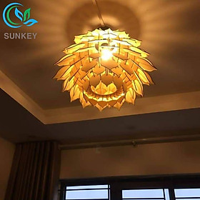 Đèn Trang Trí Thả Trần Quả Dứa Đường Kính 36cm Chất Liệu Gỗ Plywood Cao Cấp - Bảo Hành 1 Năm