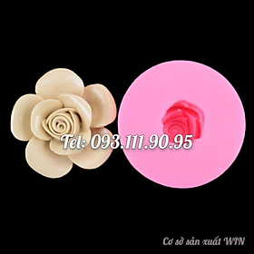 Khuôn rau câu silicon hoa hồng nở cánh tròn loại 8 cm – Mã số 1979