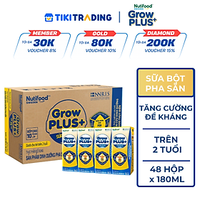 Thùng sữa bột pha sẵn Nutifood GrowPLUS+ Sữa Non Tăng Đề Kháng 2+ (48 hộp x 180ml)